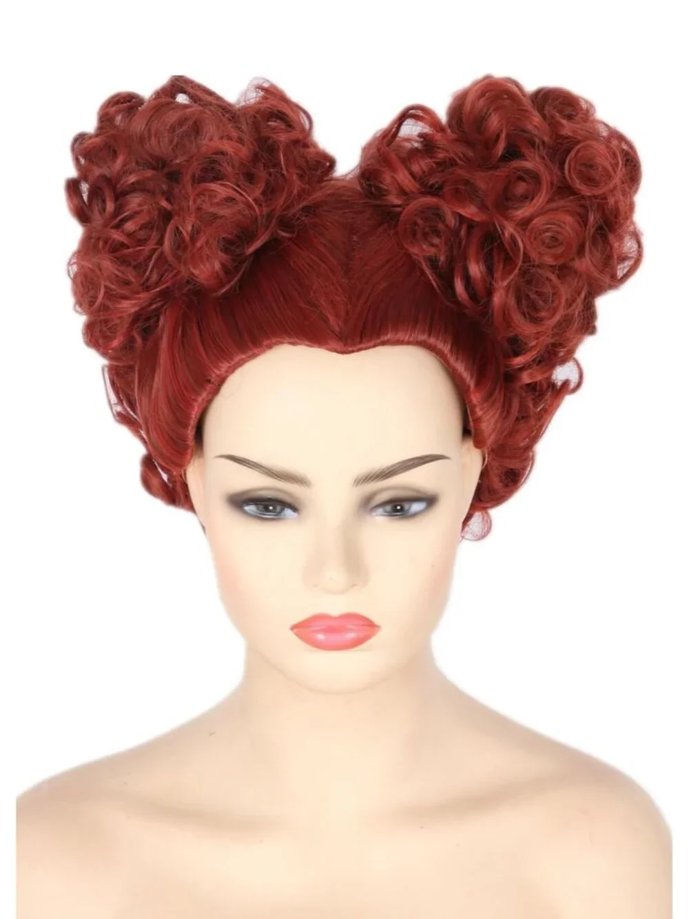 Women's Red Brown Short Cosplay Halloween Costume Wig With Necklace Earrings